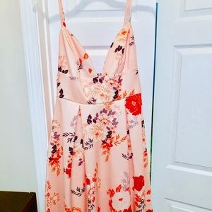 Blush flower dress open back